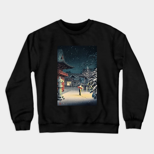 Snow at Nezu Shrine by Tsuchiya Koitsu Crewneck Sweatshirt by Takeda_Art